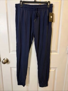 Women's Navy Drawstring Pajama Joggers